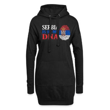 Serbien - Hoodie-Kleid - Schwarz - Vorne