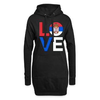Serbien - Hoodie-Kleid - Schwarz - Vorne