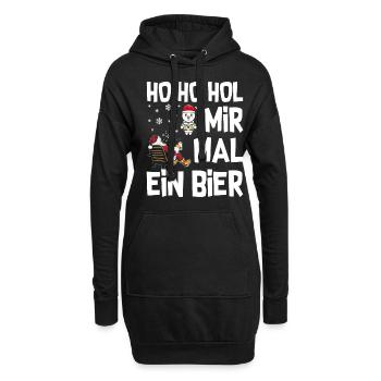 HO HO Hol mir ein Bier Weihnachtsmann - Hoodie-Kleid - Schwarz - Vorne