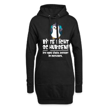 Kinder Bitte nicht schubsen Pinguin süß - Hoodie-Kleid - Schwarz - Vorne