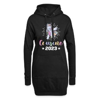 Cousine 2023 Einhorn Familie Nachwuchs Statement S - Hoodie-Kleid - Schwarz - Vorne