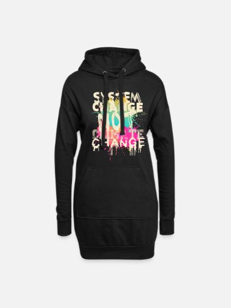 System Change - not Climate Change - Hoodie-Kleid - Schwarz