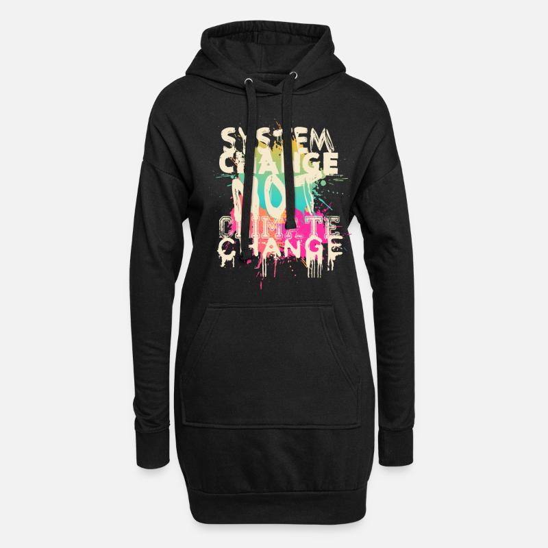 System Change - not Climate Change - Hoodie-Kleid - Schwarz