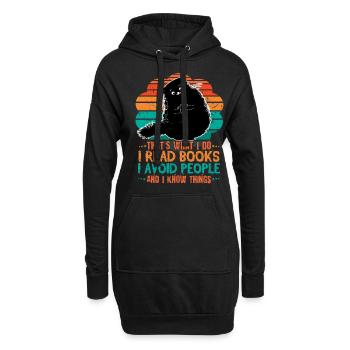 Cat Read Books Avoid People Book Reading Bookworm - Hoodie-Kleid - Schwarz - Vorne