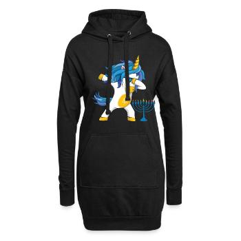 Licorne arc-en-ciel Yev Menorah Happy Hanukkah - Sweat-shirt à capuche long Femme - noir - Devant