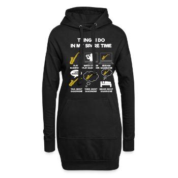 Saxophon - Hoodie-Kleid - Schwarz - Vorne