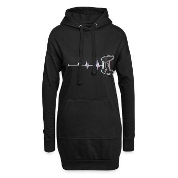 Kinder Video Game Geek Controller Gamer Heartbeat - Hoodie-Kleid - Schwarz - Vorne
