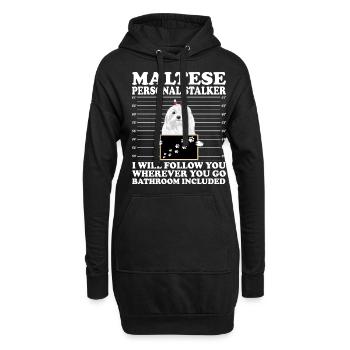 Maletese Malteser Hund Hundemotiv - Hoodie-Kleid - Schwarz - Vorne