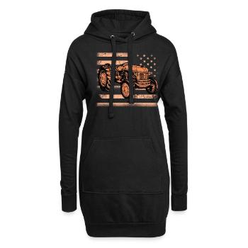 Farm Farmer Rancher Drive Tracteur drapeau américain - Sweat-shirt à capuche long Femme - noir - Devant