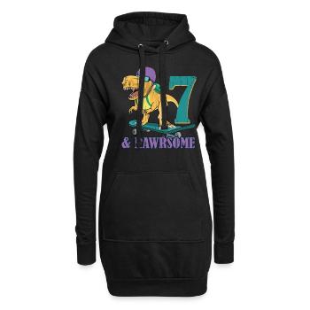 Naissance Né Age 7 ans Skateboard Dinosaure - Sweat-shirt à capuche long Femme - noir - Devant