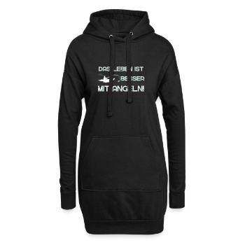 Angeln Leben Angler - Hoodie-Kleid - Schwarz - Vorne