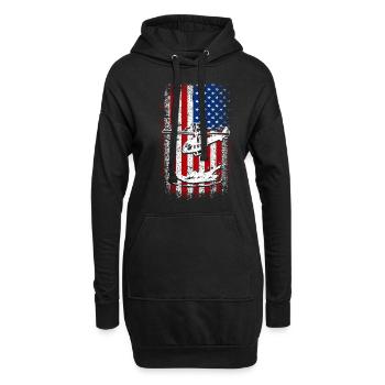 Hélicoptère drapeau américain des États-Unis - Sweat-shirt à capuche long Femme - noir - Devant