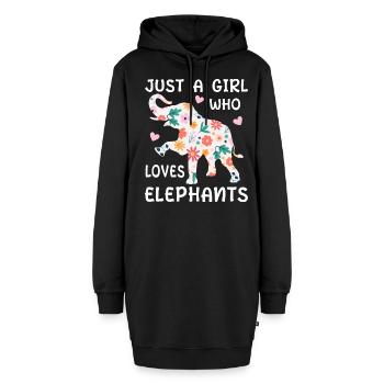 Bébé éléphant pour les filles - Sweat-shirt à capuche long Femme - noir - Devant