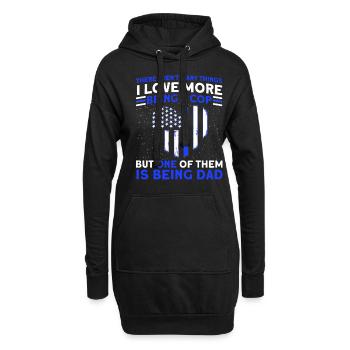 Policier et père Policier Grand-père de la police - Sweat-shirt à capuche long Femme - noir - Devant