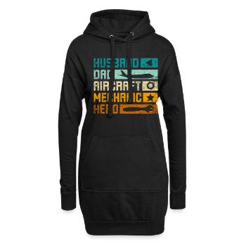 Mari papa mécanicien d’avion héros - Sweat-shirt à capuche long Femme - noir - Devant