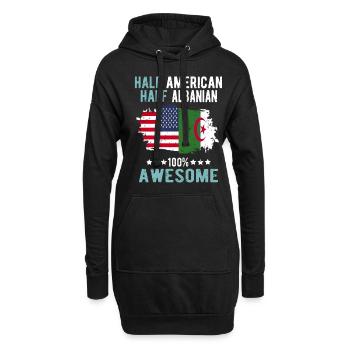 Halb Amerikaner Halb Albaner - Hoodie-Kleid - Schwarz - Vorne