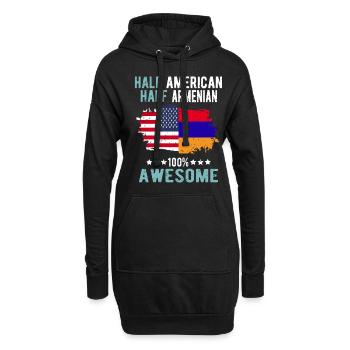 Halb Amerikaner Halb Armenier - Hoodie-Kleid - Schwarz - Vorne