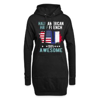 Mi-Américain, mi-Américain - Sweat-shirt à capuche long Femme - noir - Devant