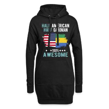 Halb Amerikaner Halb Gabuner - Hoodie-Kleid - Schwarz - Vorne