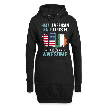 Halb Amerikaner Halb Ire - Hoodie-Kleid - Schwarz - Vorne