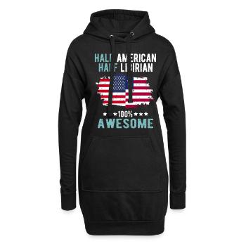 Halb Amerikaner Halb Libyer - Hoodie-Kleid - Schwarz - Vorne