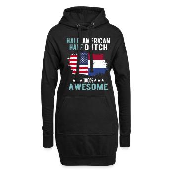 Halb Amerikaner Halb Niederländer - Hoodie-Kleid - Schwarz - Vorne