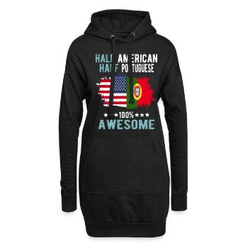 Halb Amerikaner Halb Portugiese - Hoodie-Kleid - Schwarz - Vorne