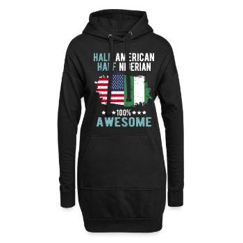 Moitié américain moitié nigérian - Sweat-shirt à capuche long Femme - noir - Devant