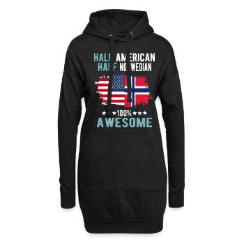 Halb Amerikaner Halb Norweger - Hoodie-Kleid - Schwarz - Vorne