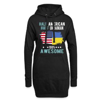 Halb Amerikaner Halb Ukrainer - Hoodie-Kleid - Schwarz - Vorne