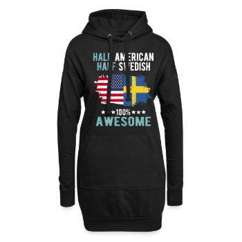 Halb Amerikaner Halb Schwede - Hoodie-Kleid - Schwarz - Vorne