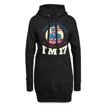 US America Flag Cake Birth Age 17 USA 4th Of July - Hoodie-Kleid - Schwarz - Vorne