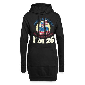 US America Flag Cake Naissance Age 26 USA 4 juillet - Sweat-shirt à capuche long Femme - noir - Devant