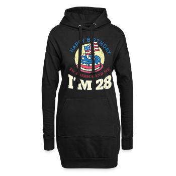 US America Flag Cake Naissance Age 28 USA 4 juillet - Sweat-shirt à capuche long Femme - noir - Devant