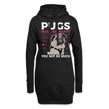 Mops Möpse Pugs Hundeliebhaber - Hoodie-Kleid - Schwarz - Vorne
