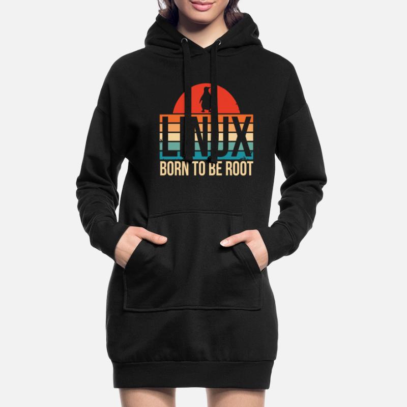 Linux Born To Be Root Penguin Nerd Coding Geek Hoodie Dress
