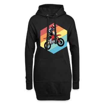 Moto Retro Race Motocross Offroad - Sweat-shirt à capuche long Femme - noir - Devant