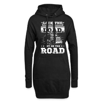 Verrouiller la charge monter sur la route, chauffeur de camion - Sweat-shirt à capuche long Femme - noir - Devant