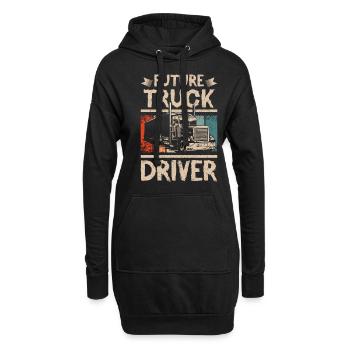 Future truck driver - Hoodie-Kleid - Schwarz - Vorne