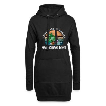 Cadeau de vin de boisson de jardin - Sweat-shirt à capuche long Femme - noir - Devant