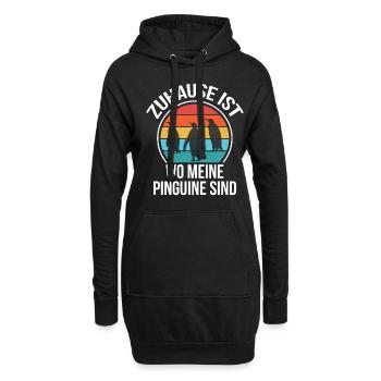 Pinguine zu Hause Nordpol Pinguin Tierliebe - Hoodie-Kleid - Schwarz - Vorne