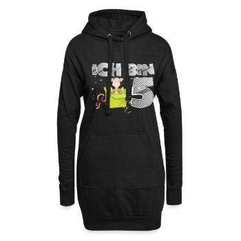 Giraffe 5 Geburtstag Safari Afrika Savanne - Hoodie-Kleid - Schwarz - Vorne