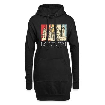 Cabine téléphonique London Skyline Big Ben Double-Decker - Sweat-shirt à capuche long Femme - noir - Devant