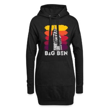 Big Ben Londres Angleterre Royaume-Uni Anglais - Sweat-shirt à capuche long Femme - noir - Devant