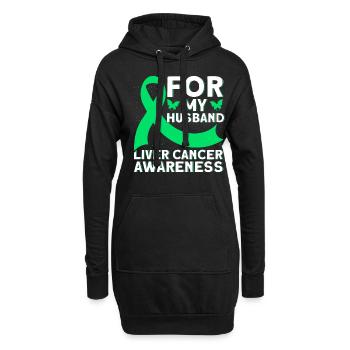 Pour mon mari cancer du foie - Sweat-shirt à capuche long Femme - noir - Devant
