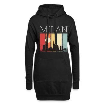 Milan Moon Skyline Rétro Cathédrale de Milan - Sweat-shirt à capuche long Femme - noir - Devant