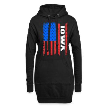 Cadeau du drapeau de l’Iowa Usa - Sweat-shirt à capuche long Femme - noir - Devant