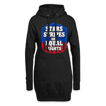 Étoiles, rayures et égalité - Sweat-shirt à capuche long Femme - noir - Devant