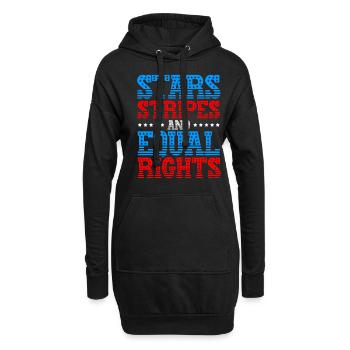 Étoiles, rayures et égalité - Sweat-shirt à capuche long Femme - noir - Devant