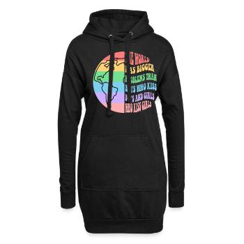 Les garçons qui embrassent les garçons les filles qui embrassent les filles - Sweat-shirt à capuche long Femme - noir - Devant